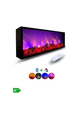 Arif Şömine Dekoratif Elektrikli Yapay Şömine - 120x25x15 Cm - Farklı Renk Modları, Kumandalı, Bluetooth