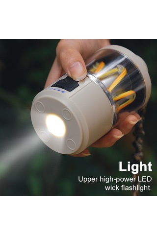 Teltree Taşınabilir Led Kamp Lambası, Usb Şarjlı, Ayarlanabilir Parlaklık, Çadır Ve Ev Kullanımı İçin Beyaz