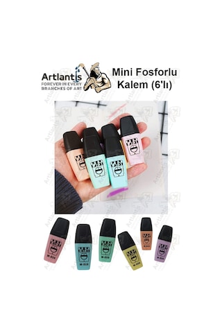 Mini Fosforlu Kalem 1 Paket 6 Renk Sevimli Mini İşaret Kalemi 6 Lı Fosforlu Kalem Çok Renkli