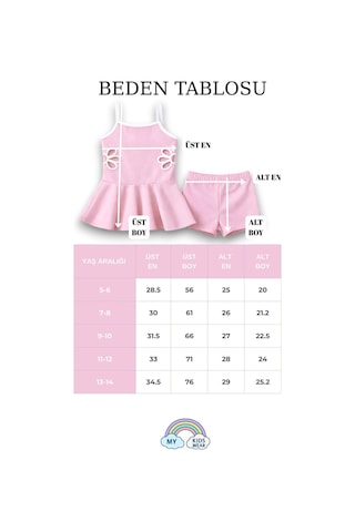 My Kids Wear Kız Çocuk Nakış Detaylı Garson Boy Mayo 5-14 Yaş 12596 Açık Pembe