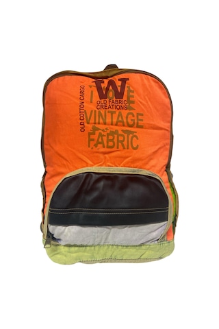 Old Cotton Cargo Kaliteli Tek Bölmeli Vintage Disayn Günlük Gezi Spor Okul Sırt Çantası Patchwork Komor 29x42cm Bej