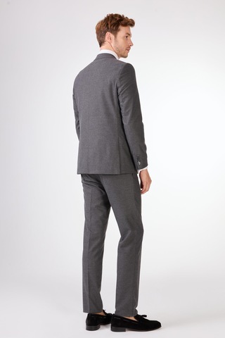 Dufy Koyu Gri Mono Yaka Slim Fit Casual Takım Elbise K.gri