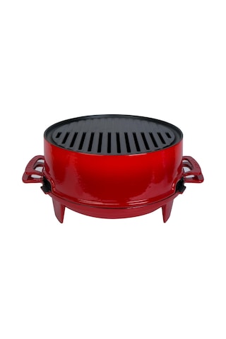 Lava Döküm Mangal Izgara Set Döküm Demir Ø 36cm - Kırmızı