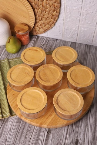 Bambum Duo 300ml 7'li Tepsili Bambu Silikonlu Kapaklı Hava Aldırmaz Cam Kahvaltılık Diğer