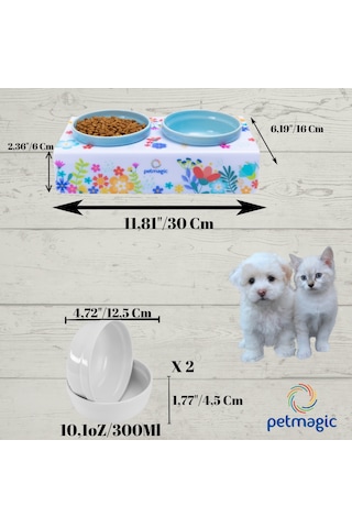 Petmagic Akrilik Pleksi Evcil Hayvan Seramik Kaseli Kedi Köpek Mama Su Kabı Bahar