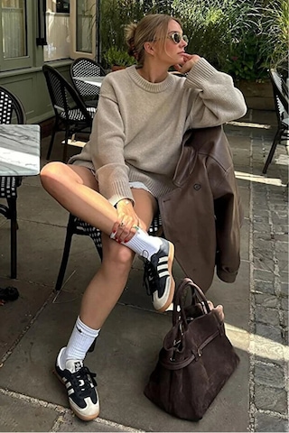 Cloudy Kids Kadın Bisiklet Yaka Oversize Yumuşak Dokulu Bej Triko Kazak Günlük Kullanım Bej - 631280414 Bej