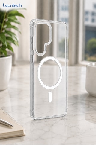 Samsung Galaxy Uyumlu S26 Ultra Yumuşak Magsafe Kablosuz Şarj Destekli Şeffaf Kılıf Kamera İçin Yükseltilmiş Çerçeve