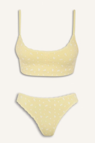 Defacto Kadın 2li Takım Desenli Seamles Kumaş Bralet Külot-fall İn Love E6601ax25smyl118 Sarı