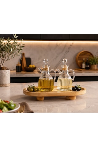 Mien Bambu Sunumluk 24x14x2,8 Cm Ayaklı Doğal Bambu Servis Ve Kahvaltı Tabağı Açık Kahverengi