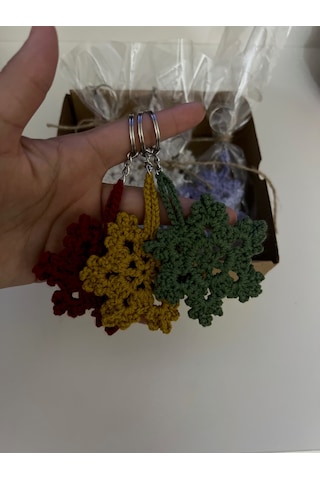 Amigurumi Kar Tanesi Örgü Anahtarlık 10'lu Paket