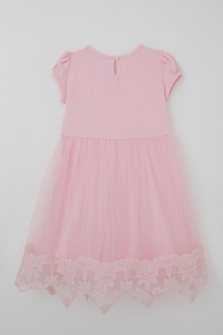 Breeze Kız Çocuk Elbise Vintage Dantel Detaylı Tüllü Çiçek Desenli Elbise 4-9 Yaş, Pembe