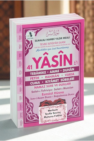 10 Adet Türkçe Mealli Orta Boy 80 Sayfa 41 Yasin - Pembe Renk