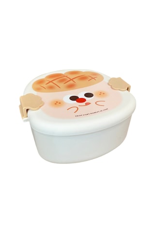 Kızarmış Tavuk Şeklinde Çocuklar İçin Taşınabilir Kapaklı Çatal Kaşık 3 Bölmeli Öğle Yemeği Kutusu Bej