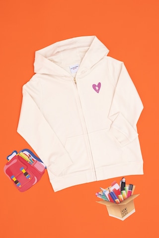 U.S. Polo Assn. Kız Çocuk Krem Fermuarlı Basic Sweatshirt 50296390-VR071