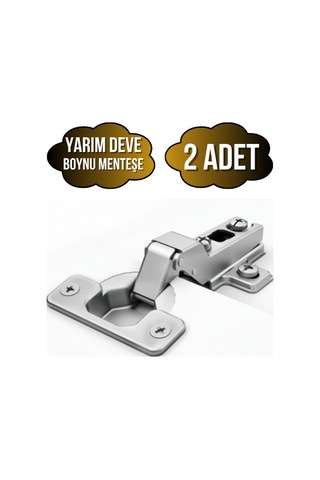 Yarım Deve Dolap Kapak Menteşesi Tas Menteşe Yarım Deve Menteşe 2 Adet Krom