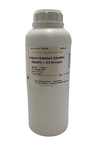 Sodyum Hidroksit Çözeltisi 0.5 N C(Naoh)=0.5 Mol/L - 1 Lt