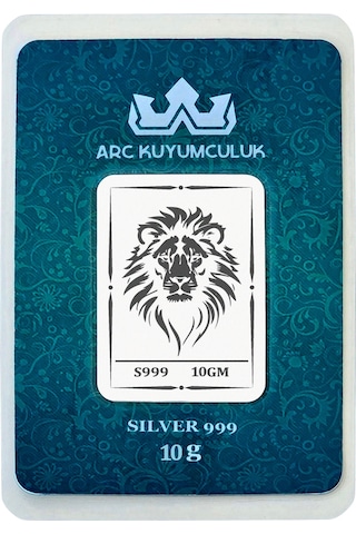 Hediyeye Özel 10 Gram Aslan Temalı 999 Ayar Gümüş İle Üretilmiş Gümüş Külçesi-764