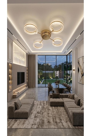 Aurea Model 4'lü Gold 3 Renk Modu Ledli Tavana Sıfır Salon Mutfak Çocuk Yatak Odası Led Avize Altın