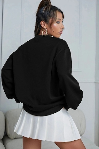 Seuscraft Unisex Siyah Stray Kids Baskı Oversize Bisiklet Yaka Sweatshirt SIYAH