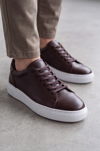 Liarca Asterio %100 Hakiki Deri Sararmayan Faylon Taban Sneaker Klasik Kahverengi Beyaz Ayakkabı Kahverengi - Beyaz