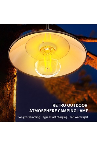 Teltree Sıcak Işıklı Led Kamp Lambası, Dahili Batarya Ve Kanca İle, Type-c Şarjlı, 1200mah, 100-200lm, Ipx4 Su Geçirmez Ly11b Çok Renkli