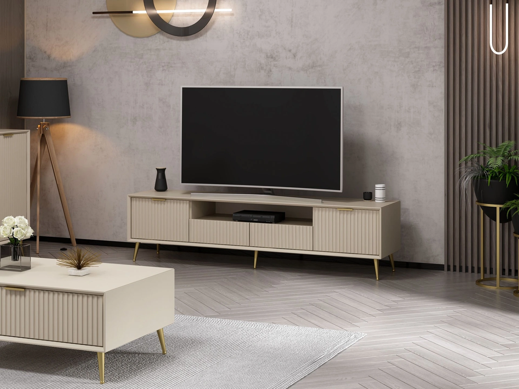 Kale Luxe Tv 180cm Ayaklı Ünitesi - Kumtaşı Bej