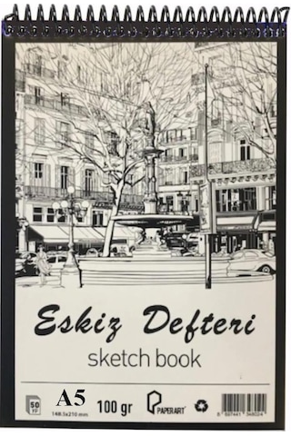 Eskiz Defteri A5 Spralli 50 Yaprak 1 Adet 100 Gr 148x210 Mm Sketch Book Üstten Açılmalı Ezkiz Defteri