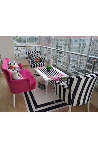 Kayser Home Çay Seti Koltuk Takımı Oturma Grubu Balkon Ofis Bahçe Mobilyası Nubuk Kumaş Çok Renkli