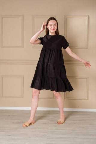 Pastelastore Kadın Yazlık Pamuk Kısa Elbise 1108 Siyah