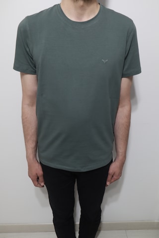 Santa Dmctekstil Erkek 2675 Düz Spor Kesim Rahat Kalıp Bisiklet Yaka Basic T-shirt Haki