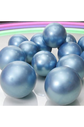 Ultra Yüksek Kalite 50 Adet Açık Mavi Krom Balon Aynalı Parlak Metalik Balon Krom Koyu Açık Balon MAVİ