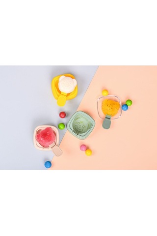 2 Li Figürlü Silikon Dondurma Kalıbı Çocuklar İçin Eğlenceli Tasarım Gıdaya Uygun Çok Renkli