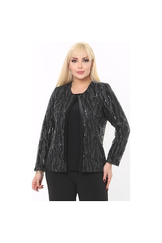 Büyük Beden 3771 Siyah Ceket+bluz Takım 001