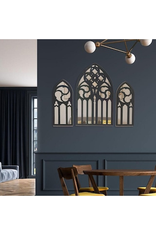 Suntek 3 Parça Gotik Duvar Aynaları Barok Rustik Stil-a