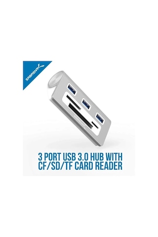 Sabrent 3 Bağlantı Noktalı Alüminyum Usb 3.0 Hub Ve Çoklu Kart Okuyucu Hb-macr