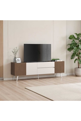 Milano 3 Kapaklı 2 Çekmeceli Tv Ünitesi - Vizon/zebra 210x66x44 Cm