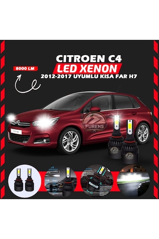 Citroen C4 2012-2017 Kısa Far Uyumlu Şimşek Etkili Led Xenon Light Series H7