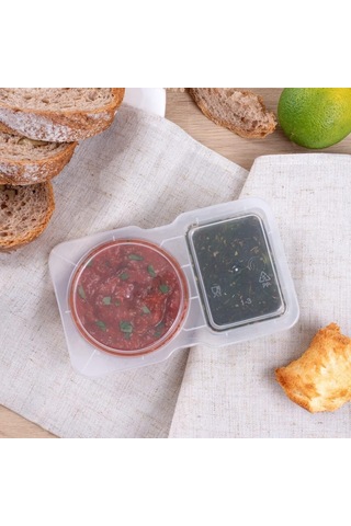 Kangvka 5'li Paket Çift Bölmeli Bisküvi Kutusu - 130ml Isı Dayanıklı -20 C/+120 C Bölünmüş Depolama Kabı Şeffaf