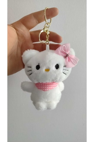 Hello Kitty Kuyruklu Peluş Anahtarlık Çanta Aksesuar Boyut:12cm