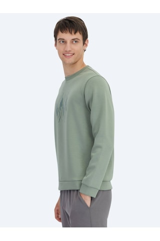 Kip Mint Bisiklet Yaka Desenli Sweatshırt Mint