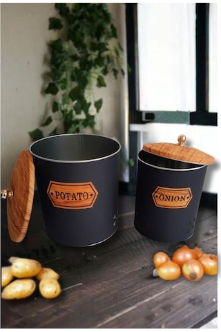 Desenli Metal 2 Li Patates Soğan Sepeti 001