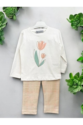 Cantoy Kız Bebek Peluş Yelekli 3 Lü Pantolonlu Takım-15067 Krem