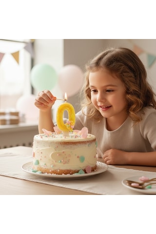 Sarı Sim Pasta Mumu Doğum Günü Mum 0 Yaş Balon Konsept