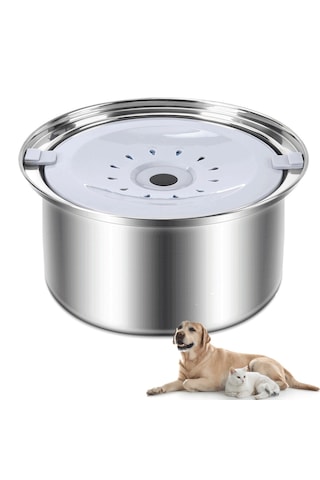 Ecronicword Paslanmaz Çelik Evcil Hayvan Su Kabı Kediler Köpekler 4l W11