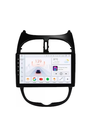 Otolas 1999-2010 Peugeot 206 Için 8+128gb, 10 Inç Carplay Destekli, Kameralı Multimedya Navigasyon Ekran Sistemi 10"