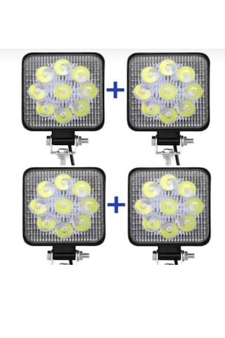 Point 4 Adet Çalışma Led Lambası Off Road Gündüz Farı Sis Kare 27w 9 Led 4 Adet