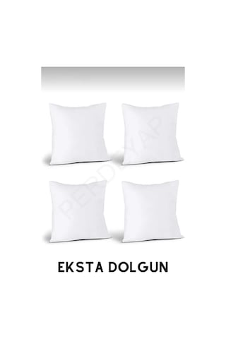 Perdeyap Premium 4'lü Kırlent Iç Yastık Ultra Dolgun Silikon Elyaf 45 X 45 Cm Beyaz Beyaz