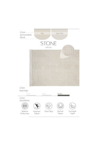 Cool Halı Stone 1090 Bej Kaymaz Taban Koridor Halısı Kesme Yolluk Mutfak Halısı Modern Salon Halısı