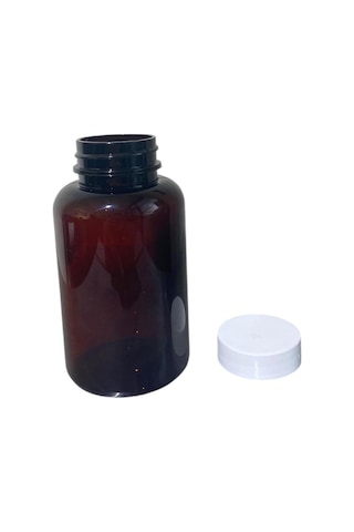 200ml Kahverengi Tablet Şişesi Beyaz Kapak, 50 Adet, Tablet Şişesi, Ecza Şişesi, Kozmetik Şişe Kahverengi