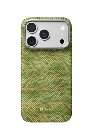 Apple Uyumlu Apple iPhone 18 Pro Max Kılıf M-safe Özellikli Aramid Karbon Fiber Pitaka Wind Over Wheat Kapak Sarı-yeşil Sarı - Yeşil